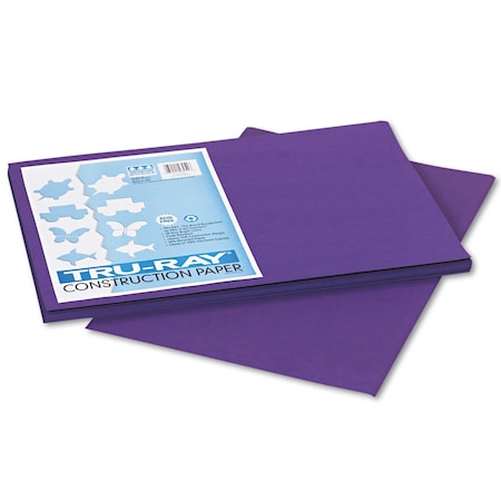 Pacon Tru-Ray Construction Paper, 76 lb Text Weight, 12 x 18, Purple, PK50 103051